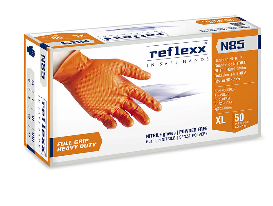 Reflexx Full Grip Heavy Duty Nitrile Glove 50pk Tiger Grip 8.4mil