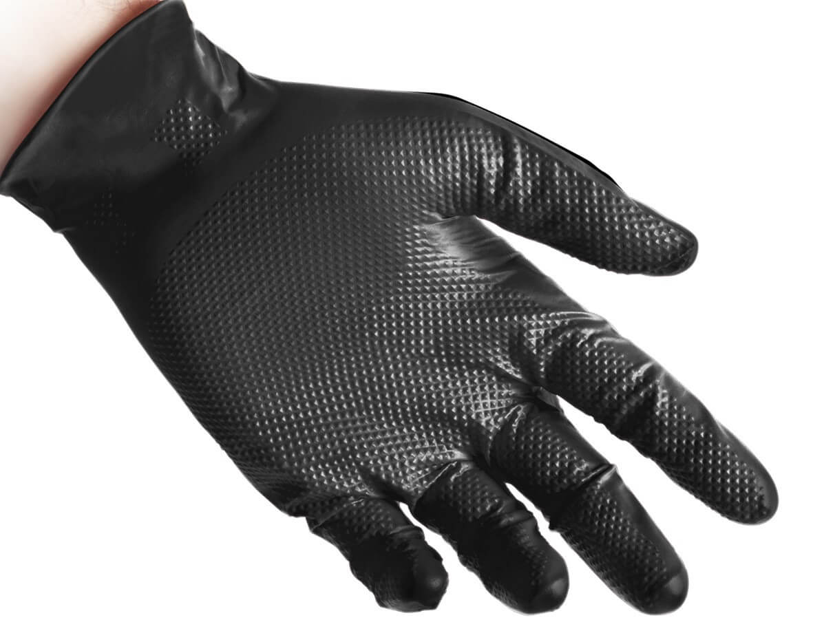 Reflexx-N85B Black Nitrile Gloves Heavy Duty Full Grip 8.4gr 50pk - FDK Distribution